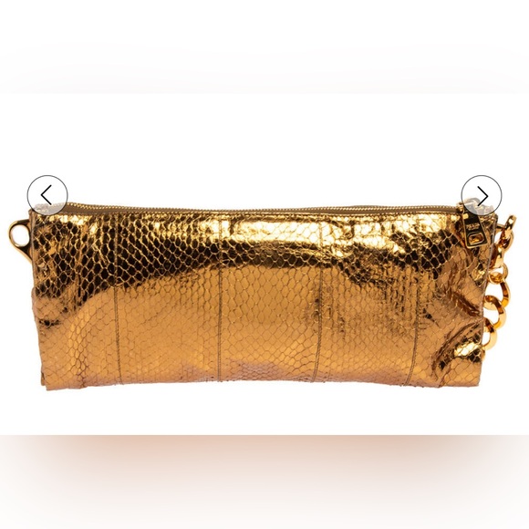 Prada Gold Python Whip Pietre Evening Clutch/Shoulder Bag with large Gemstones - Picture 5 of 17